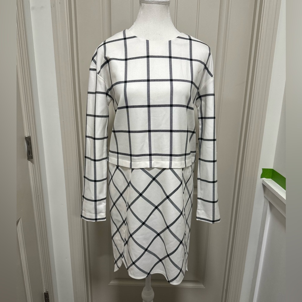 French Connection White and Black Grid Dress